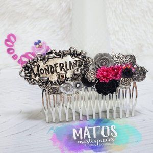 Cheshire inspired hair comb w/ swarovski crystals